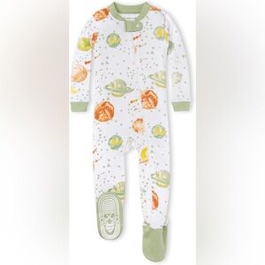 ****sold****Burt's Bees Baby Planet Print Footie Pajama - Green and Brown